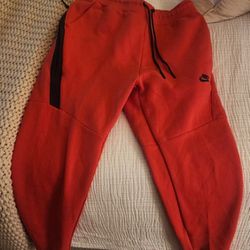 Nike Tech Fleece Red SMALL Jogger Pants Sweatpants Crop Ankle