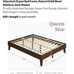 Queen Bed Frame NATURAL SOLID WOOD