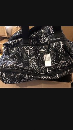 Vera Bradley Large Traveler Duffel In Paisley Noir