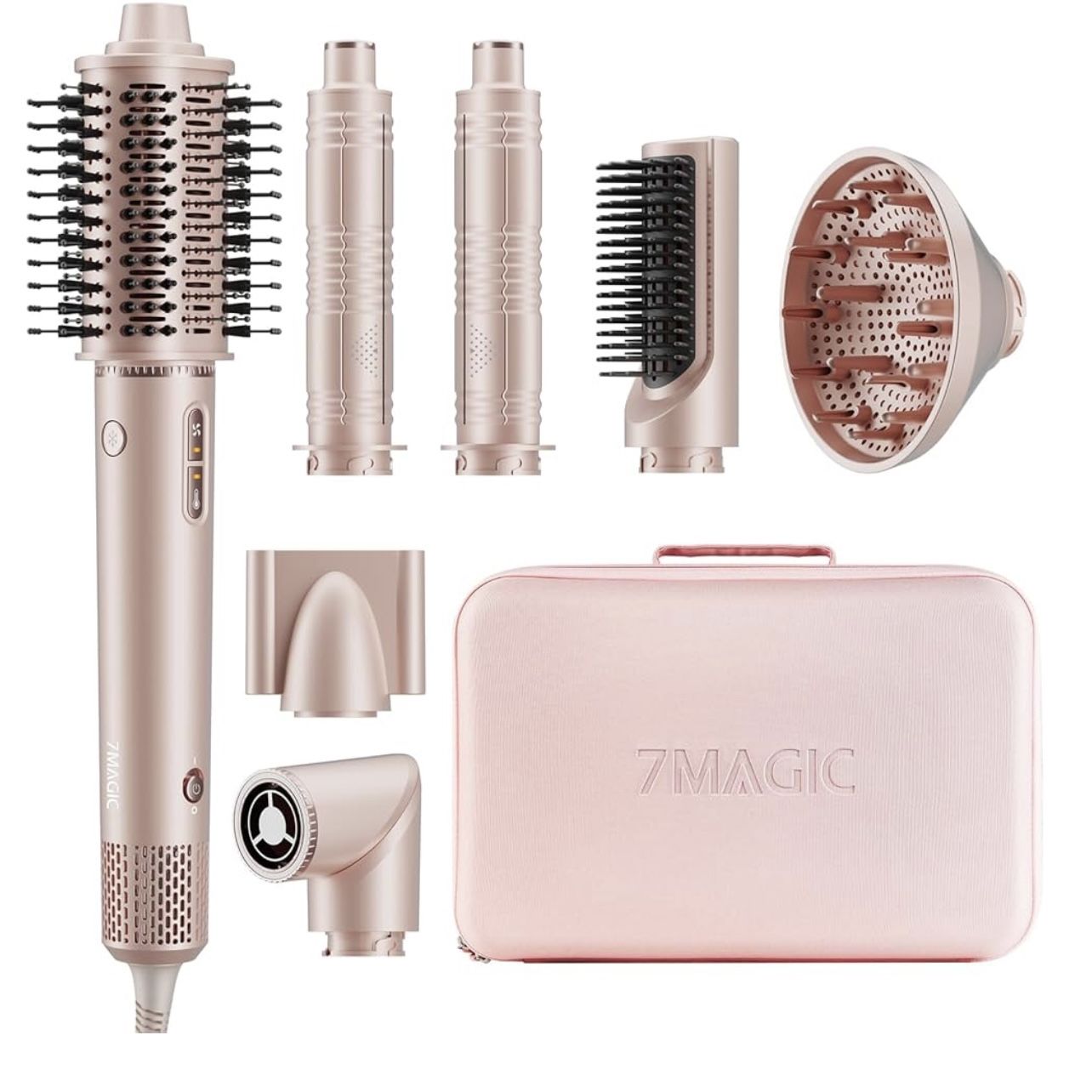 7MAGIC 7 in 1 Hair Brush and Hair Dryer, 110,000 RPM High Speed Hair Dryer with Negative Ions for Frizz-Free Styling, Fast Drying, Volumizing Straig