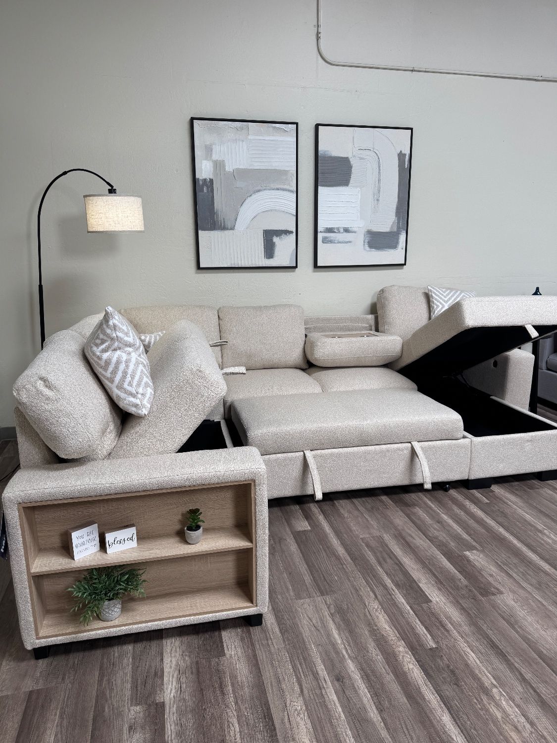 FREE DELIVERY New In Box Atlantic Beige Sectional Sleeper with Storage