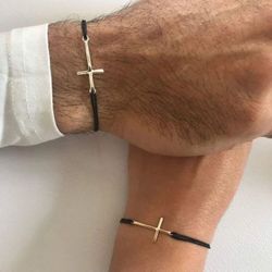2Pcs Couple Cross Decor Bracelet Copper Jewelry Matching Bracelets