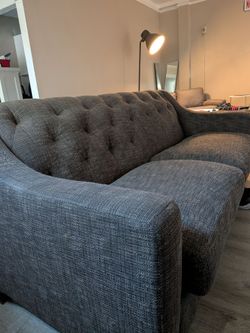 Gray Tufted Fabric Sofa