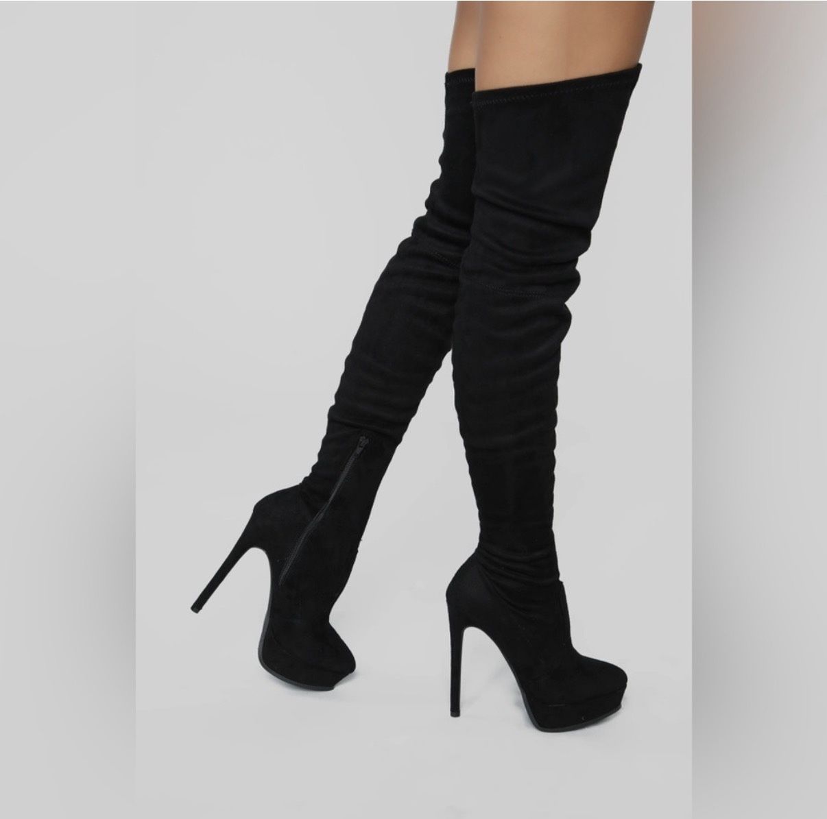 Fashion Nova Envious Much Faux Suede Heeled Boots