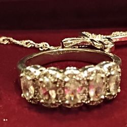 Silver Ring With White Sapphire Stones Size 8