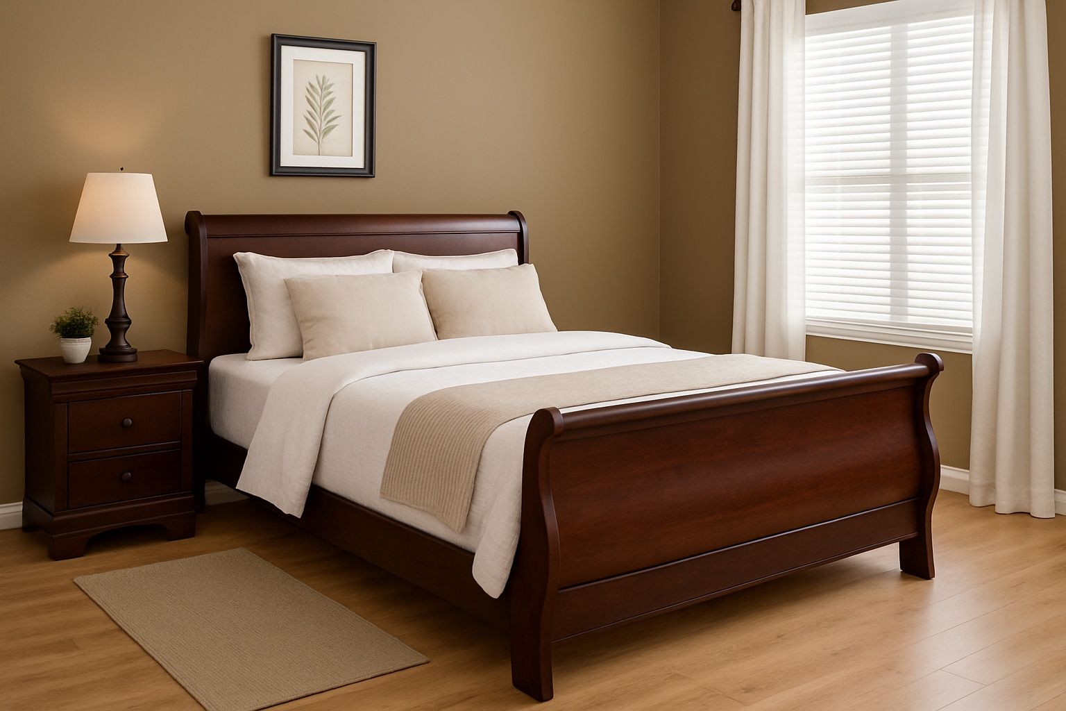 Complete Sleigh Bed Set w/ Mattress & Box Spring – Beautiful Wood Frame