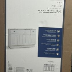 Glacier Bay Glensford 48 in. W x 22 in. D x 34 in. H Bath Vanity Cabinet without Top in White