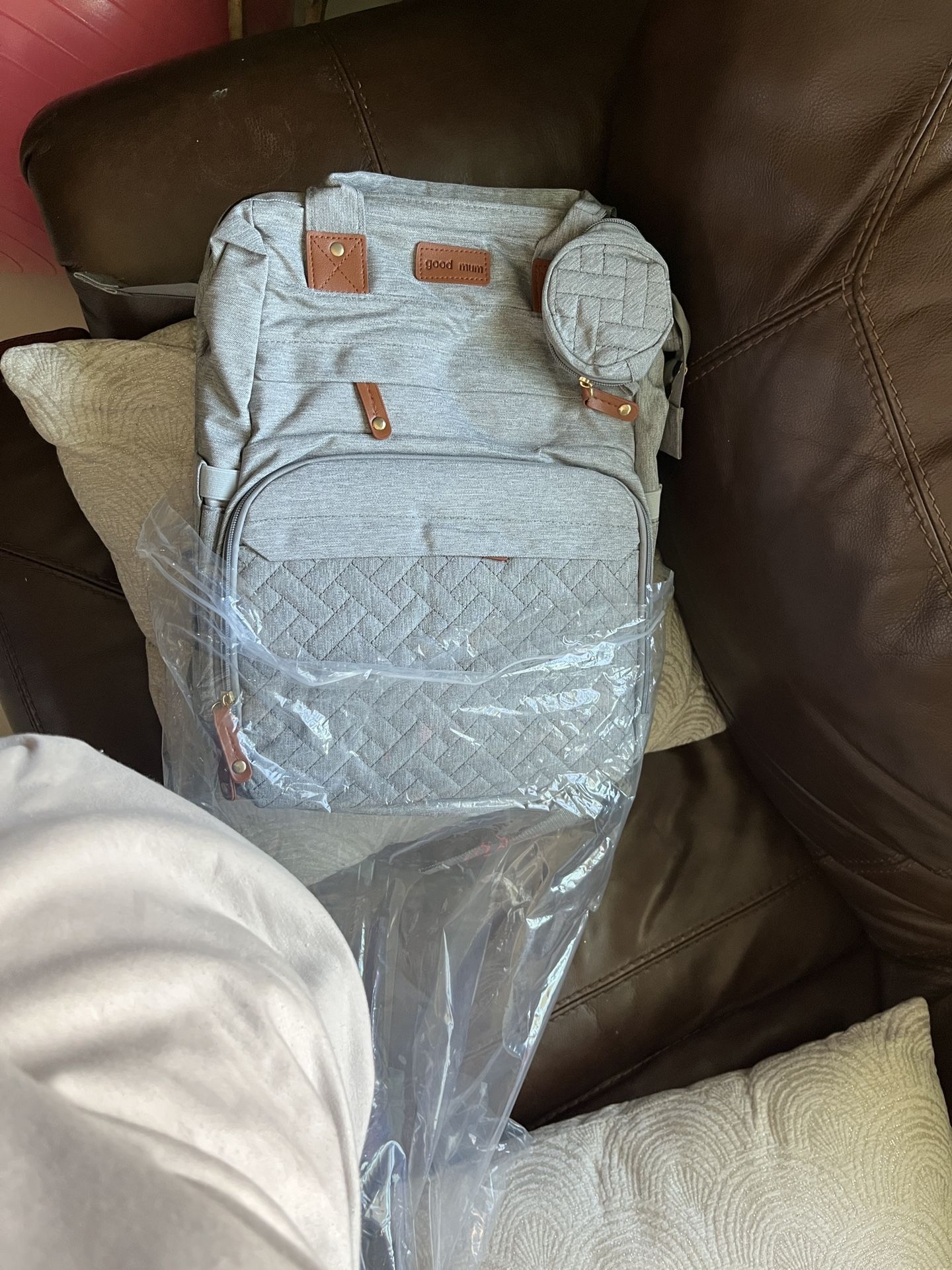 Good Mama Grey Backpack With Quality Pockets