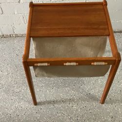 BRDR Denmark Teak And Canvas  Magazine Rack Mid Century