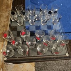 Glass Checkers  Drinking Shot Glass Board 
