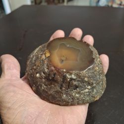 Smokey Brown Geode Agate Polished Natural Rock 1 LB 8 OZ 2" Thich X 4.5" X 3.75"