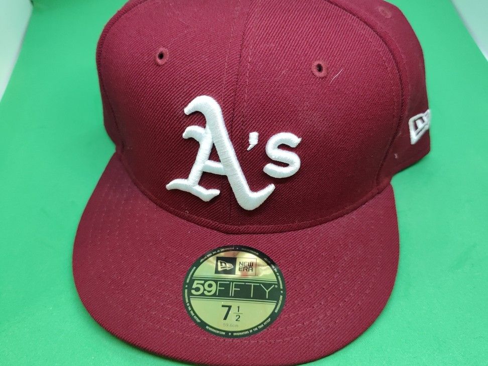 Rare Men’s Oakland Athletics New Era Burgundy 59fifty fitted hat Cap 7 5/8