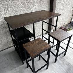 dining bar table with two bar stools 