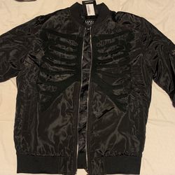 All Black Skeleton Bomber Jacket 