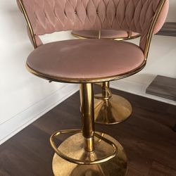 Stylish Pink And Gold Barstools
