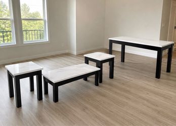 Brand New Faux Marble Table Set – Coffee Table Set + Dining Table