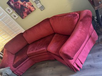 Red Curved Angled Couch Sofa