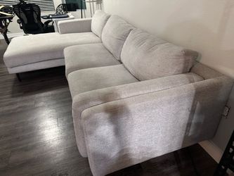 Light Gray Fabric Sectional Sofa with Chaise