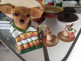 Chihuahua Ceramic Cookie Jar and Salt & Pepper Shakers