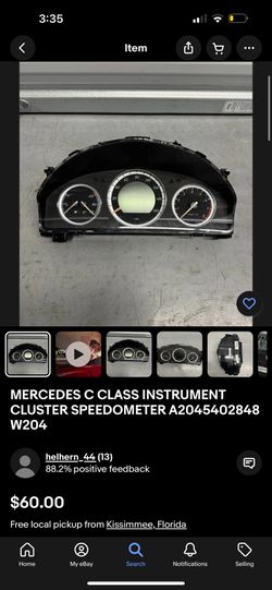2008 W204 Mercedes Instrumental Cluster