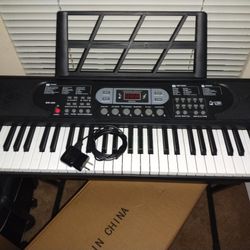 Electronic Keyboard, Stool And Headphones