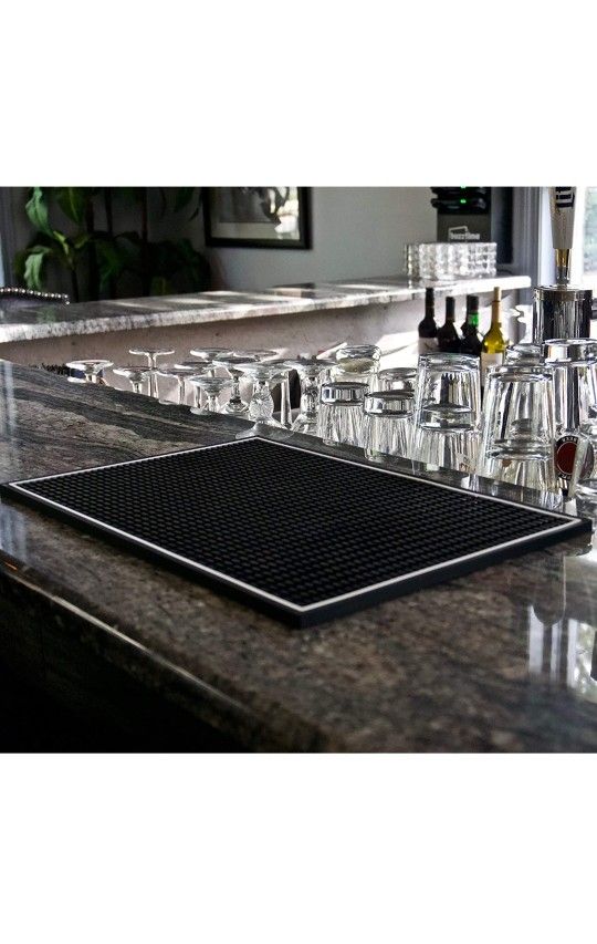 Highball & Chaser Premium Bar Mat 18in x 12in 1cm Thick Durable and Stylish Service Bar Mat for Spills, Coffee, Bars, Restaurants, Counter Top Dish Dr