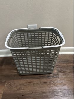 Plastic Laundry Baskets / Storage Baskets – Gray & White (3 Available)
