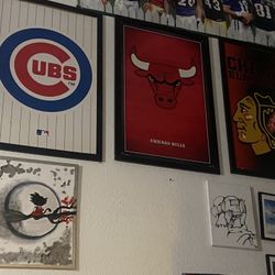 Chicago Painted Clubs Bulls Blackjacks On Canvas $40