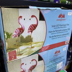 Evergreen Solar LED Flamingo Pair