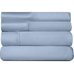 SHEEX - Active Comfort Cooling Sheets Set (Queen) Blue Sky - Moisture Wicking - 1 Flat Cooling Sheet, 1 Fitted Cooling Sheet, 2 Cooling Pillow Covers 