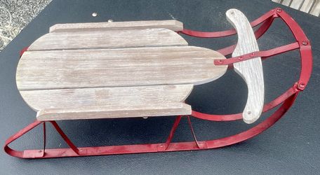 Vintage Wood And Metal Sleigh For Christmas Decor