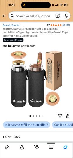 Scotte Travel Cigar Tube Humidor with Hygrometer