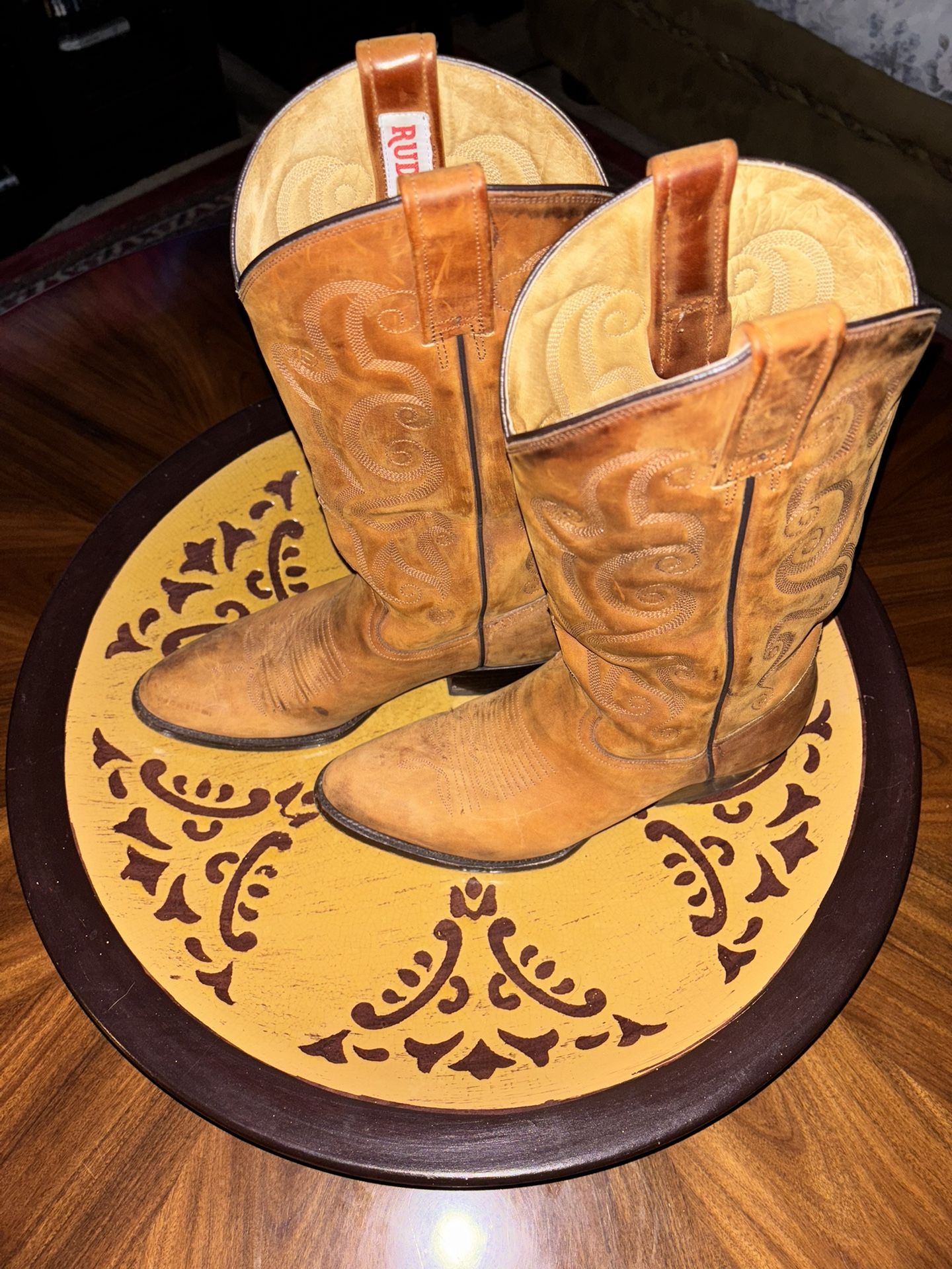 Rudel Boots 7.5 D Brown Leather Cowboy Western