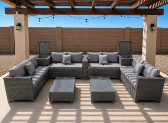 Full Rattan U Shaped Sectional with Steel Frame *New Patio Furniture