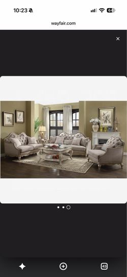 French Traditional 4-Piece Living Room Set – Sofa, Loveseat, Coffee Table & End Table