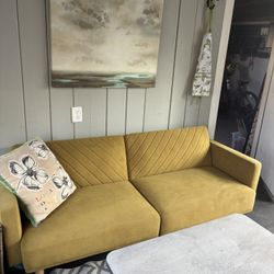 Gold Velvet Futon Sofa