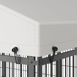 Large Dog Kennel Outdoor Pet Pens Dogs Run Enclosure Animal Hutch Metal Coop Fence with Roof Cover. 9.62'L x 9.35'W x 6.18'H.