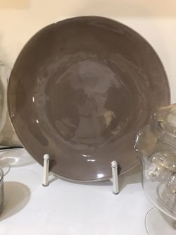 Large Sized Taupe Colored Platter