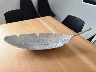 Silver Feather Leaf Decorative Tray
