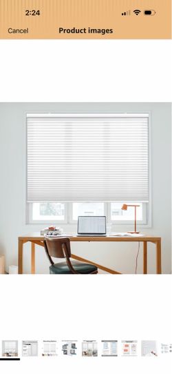 Cordless 1.5" Light Filtering Cellular Shade, 20.5" W x 48" H, White
