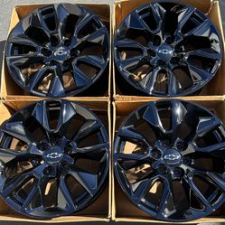 20" Chevy Silverado Tahoe Factory Wheels Rims Gloss Black New Powder Coat Exchange Only