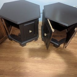 Two Rustic Style Fancy Octagon End Tables