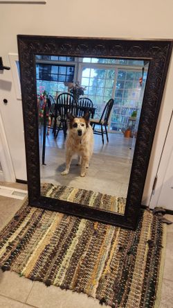 Large Wall Mirror Dark Brown Ornate Frame