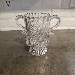 Baccarat Early 1900's "BAMBOUS TORS" pressed Glass Swirl Celery Vase.