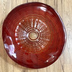 Vintage hand-blown Large Murano glass bowl Red Swirl 