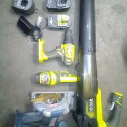 Ryobi Combo Power Tools With Charger And Batteries 