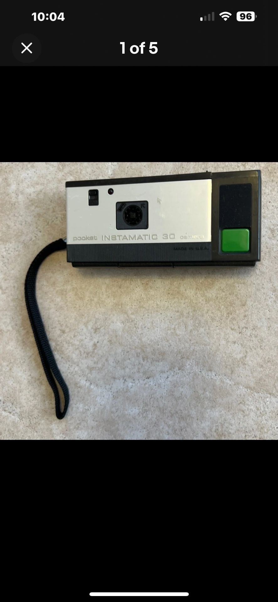Kodak Trimlite Pocket Instamatic 30 Camera 110 Film Needs Battery