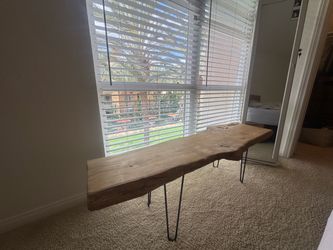 Live Edge Wood Slab Bench with Hairpin Legs