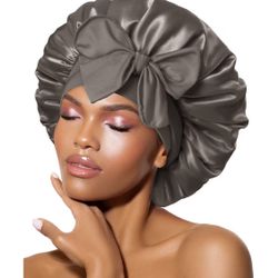Bonnet Queen Grey Rose Gold Satin Sleeping Bonnet 
