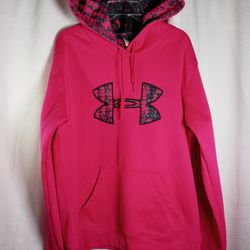 Under Armour Sweatshirt Hoodie Hot Pink Small Pull Over Front Pocket Womens 